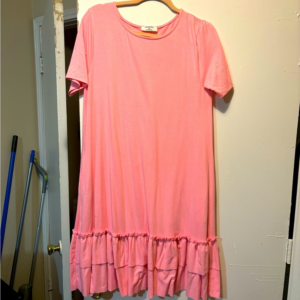 Zenana dress.  Pinkish peach.  Xl.  Falls right above knee.
